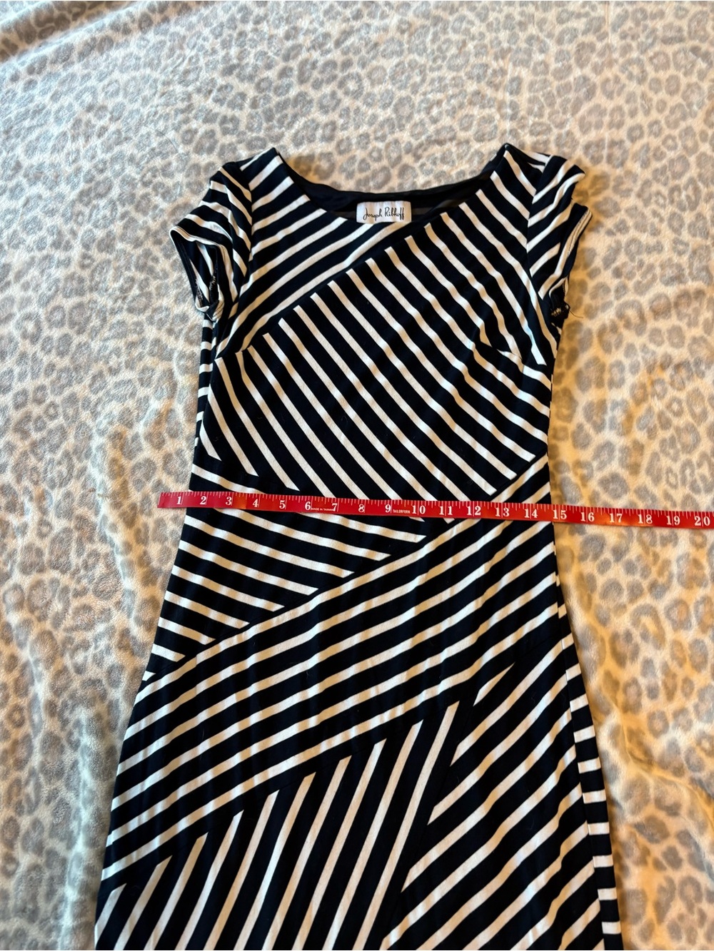 Joseph Ribkoff Black and White Striped Midi Dress